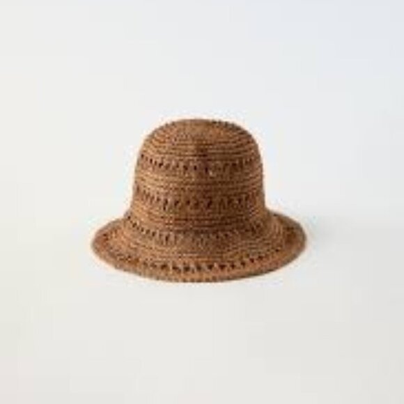 New With Tag Zara Kids Rustic Tan Straw Bucket Hat Size 10-14 Years NWT - Picture 1 of 10